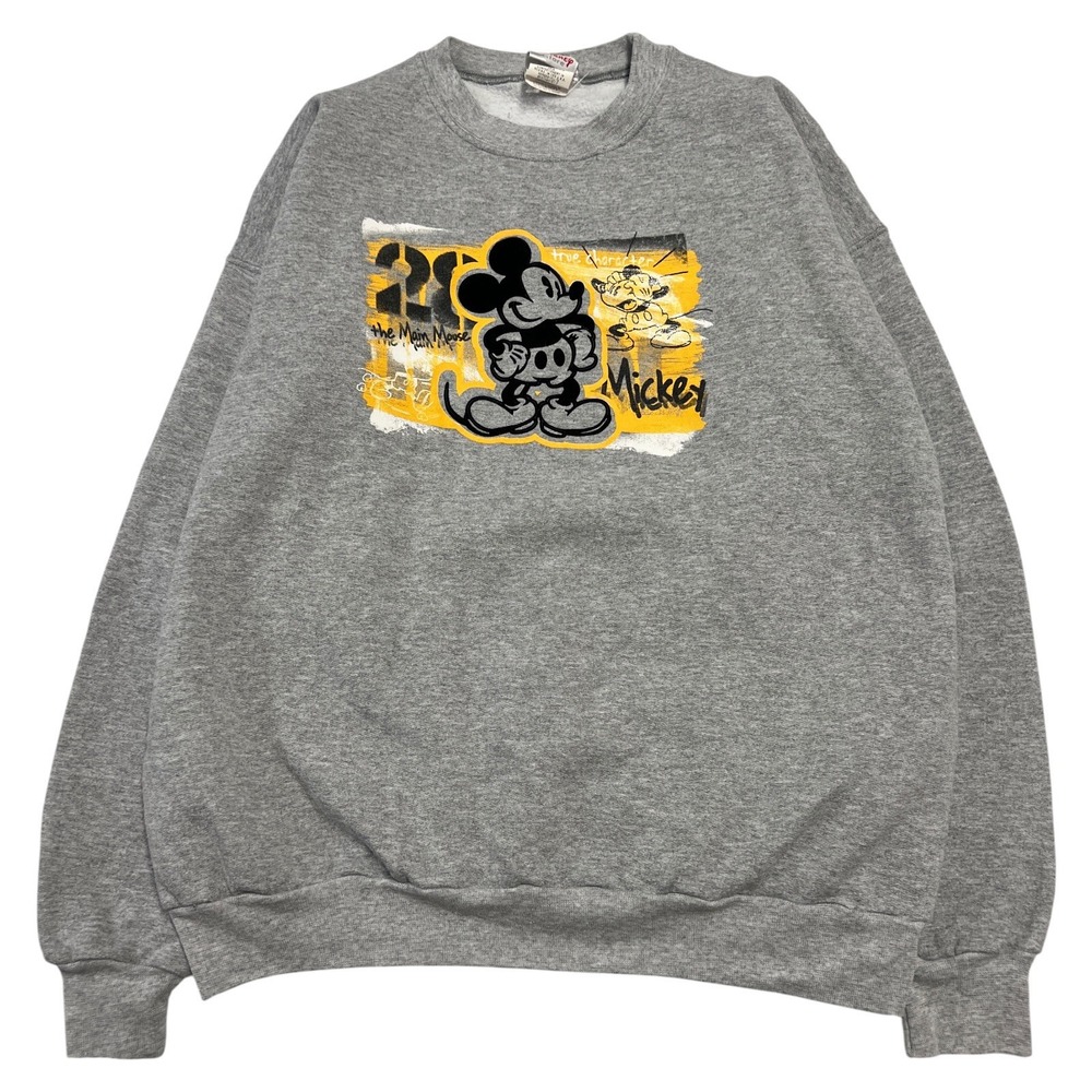 Disney Mickey Mouse The Main Mouse Yellow Black Sweatshirt Pullover Large VTG